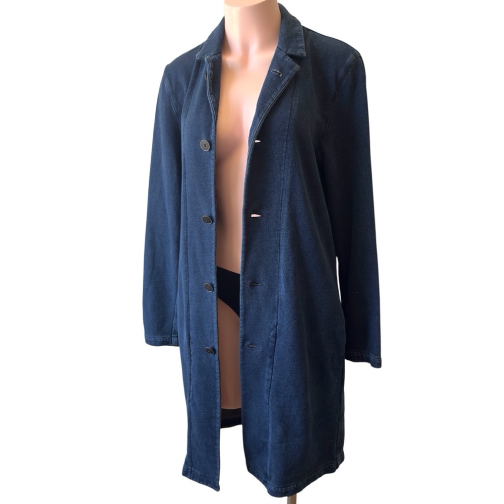 AG ADRIANO GOLDSCHMIED Long Blue French Terry Duster Jacket Size M